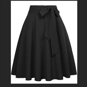 Belle Poque Women's High Waist A-Line Pockets Skirt Skater Flared Midi Skirt